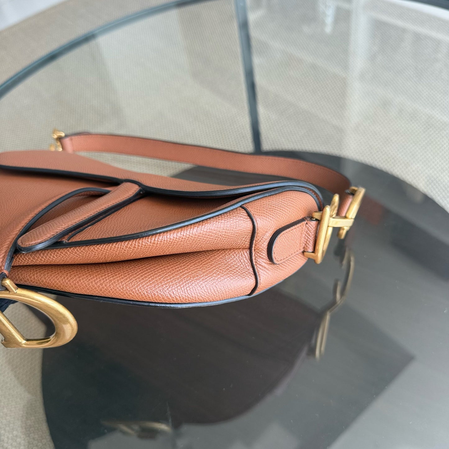 Kovancy Selle Medium - Cuir de veau grainé, accastillage caramel doré