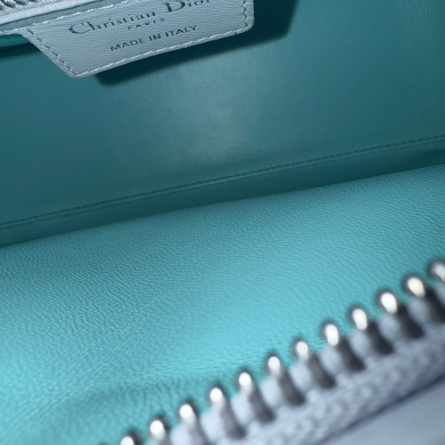 Kovancy Lady Moyen - Cuir d'agneau Cannage bicolore cyan gris gris matériel argenté