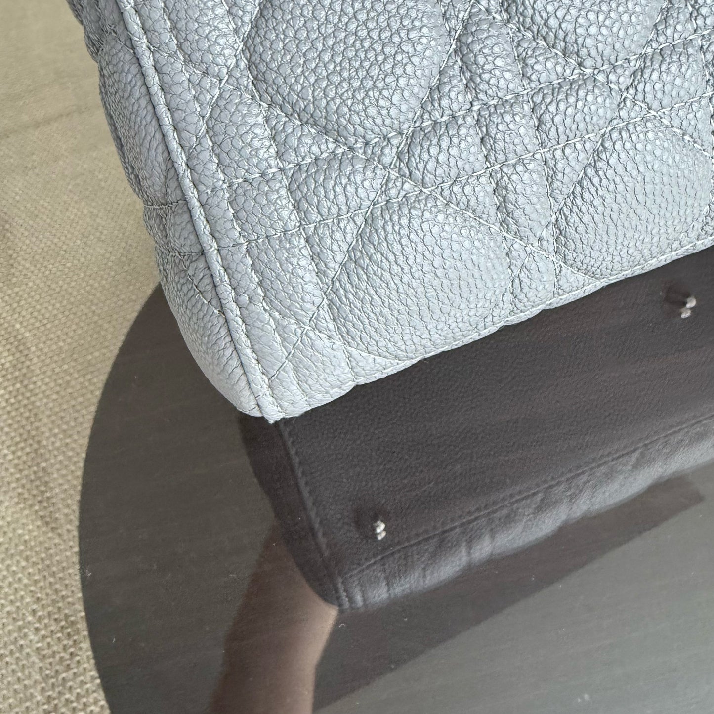 DIO Lady Grand - Gray Caviar Grained Calfskin Cannage Silver-tone hardware