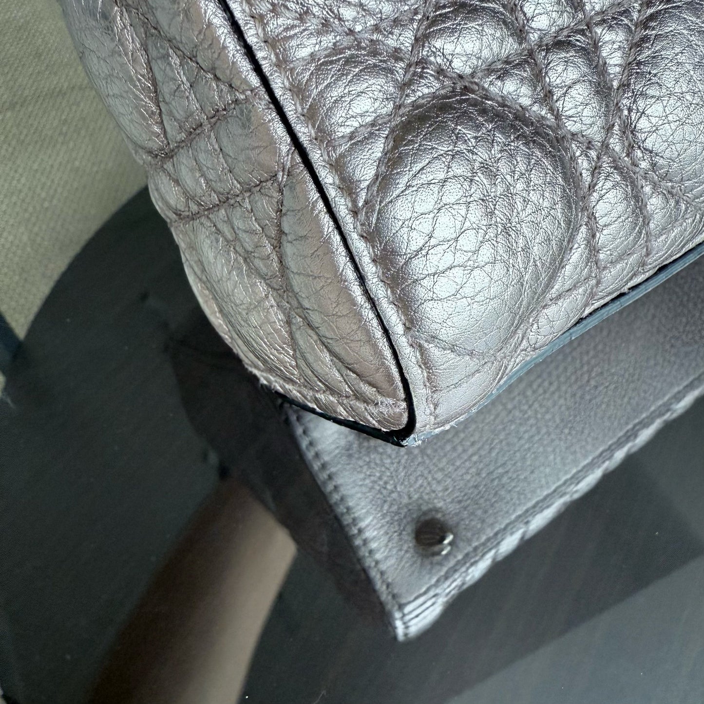 DIO Lady Petite - Cannage Calfskin Rose Gold Metallic Gold Hardware