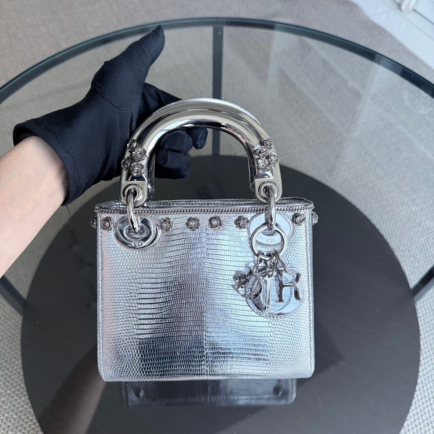 Kovancy Lady Mini - Exotic Lizard Metallic Édition limitée Quincaillerie argentée