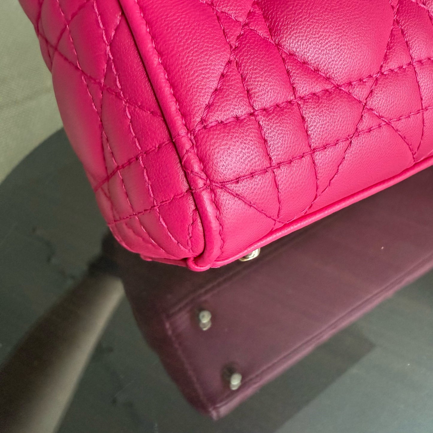 Dior Lady Mini - Bright Pink Cannage Lambskin Adjustable Strap with Gold Hardware