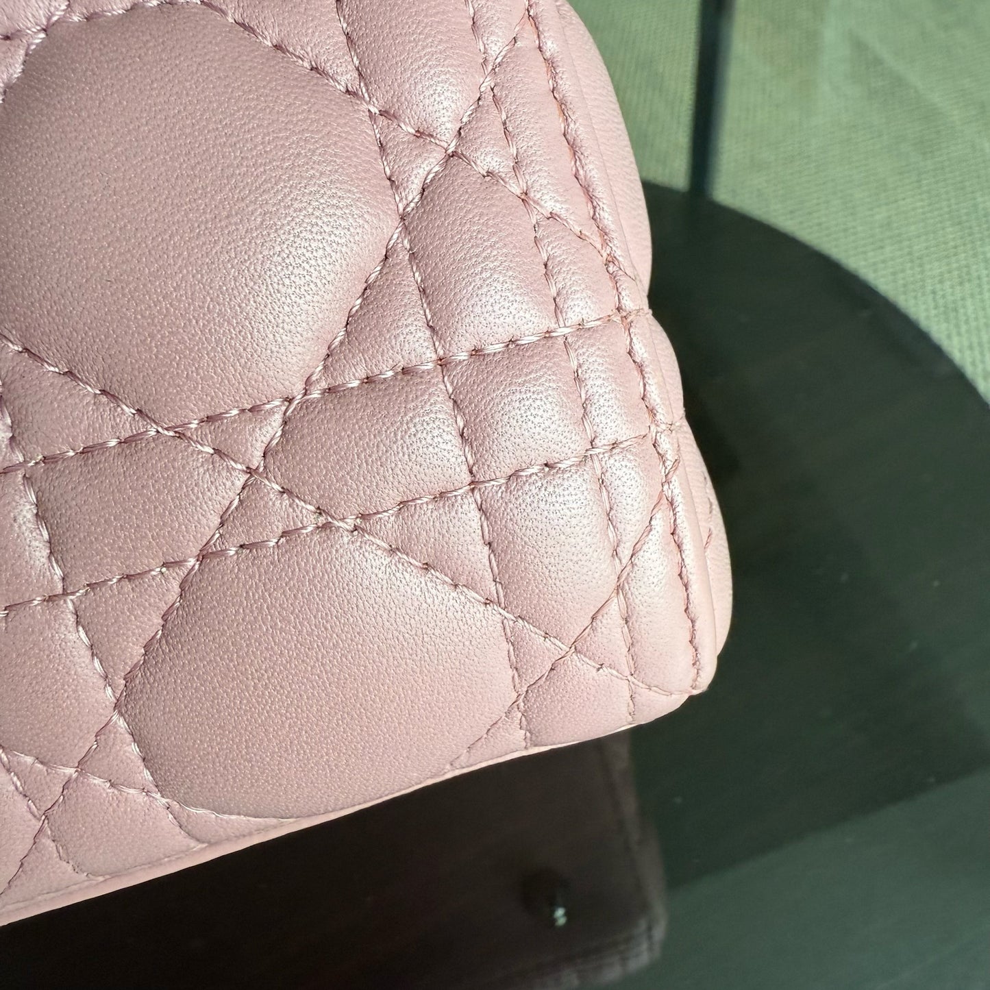 DIO Lady Medium - Pink Cannage lambskin Silver-tone hardware