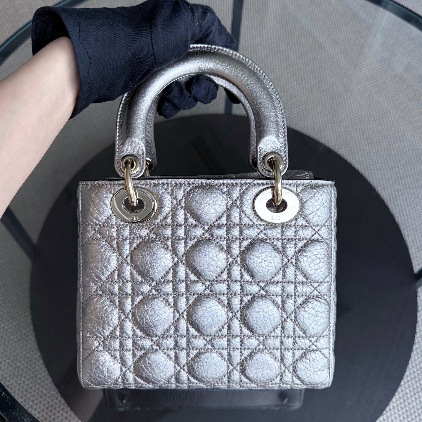 Kovancy Lady Petit - Cuir de veau doré Cannage, accessoires dorés