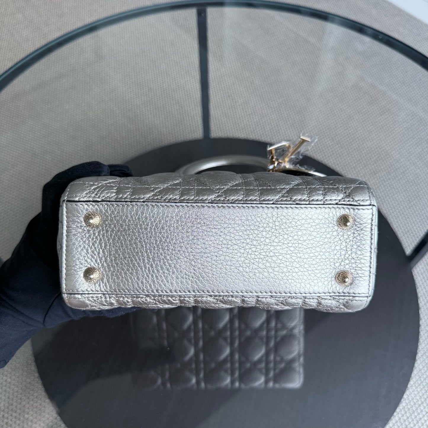 Kovancy Lady Petit - Cuir de veau doré Cannage, accessoires dorés