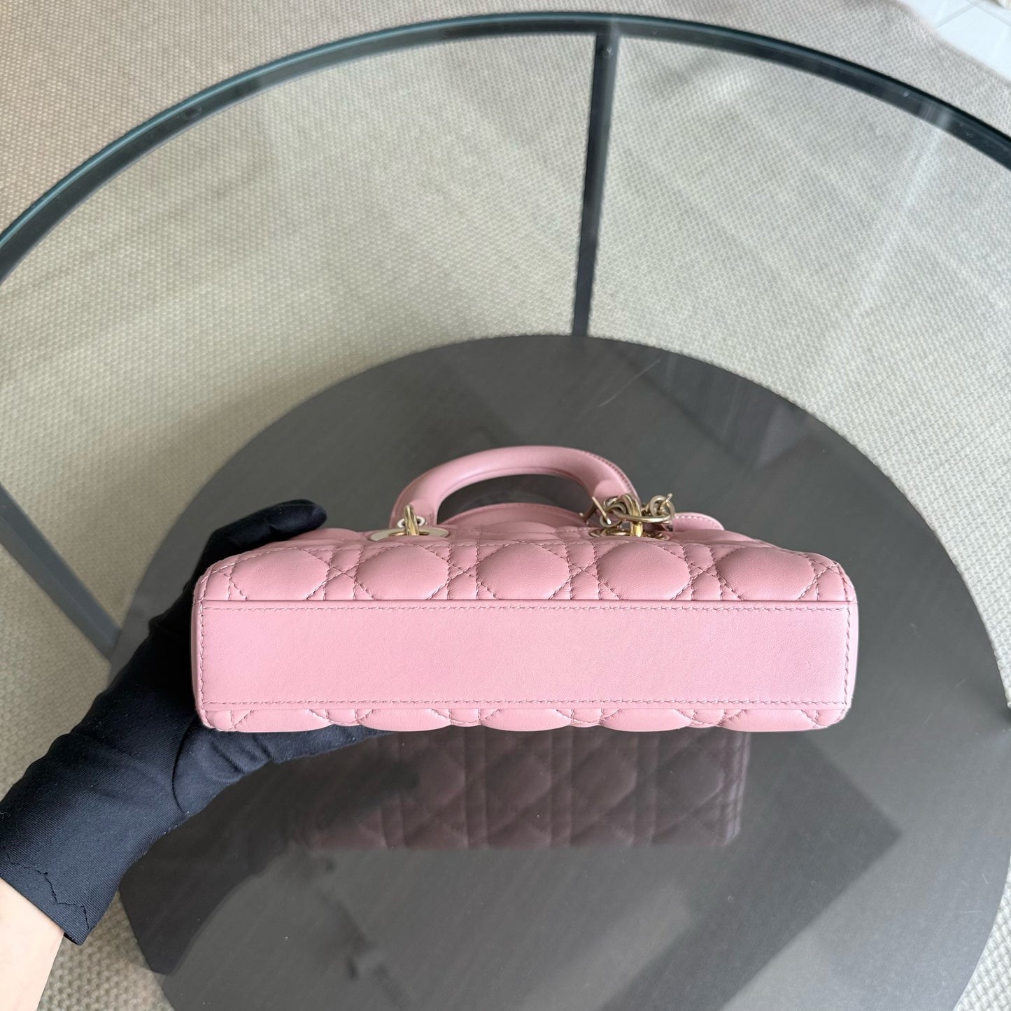 DIO Lady Petit D-Joy flap bag - Pink Cannage lambskin and gold-tone hardware