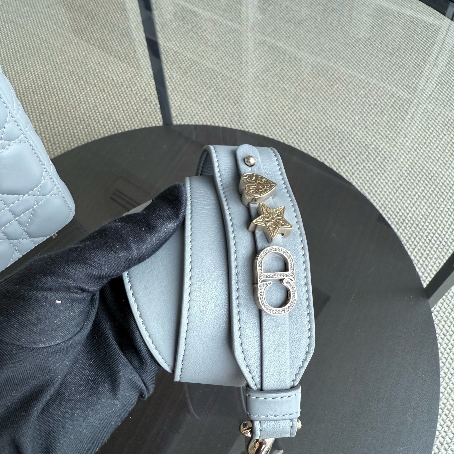 Kovancy Lady Rabat ABC Petit - Cuir d'agneau Cannage Gris Quincaillerie dorée MyABC