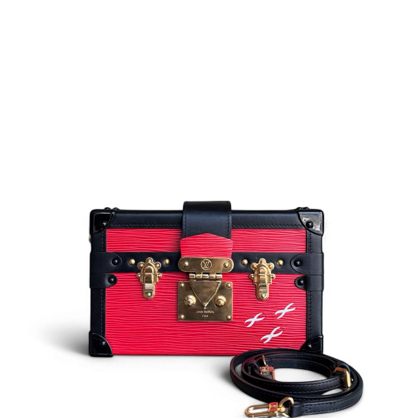 LVT Petite Malle - New edition Red EPI Leather Crossbody Bag with Gold Hardware and Microchip