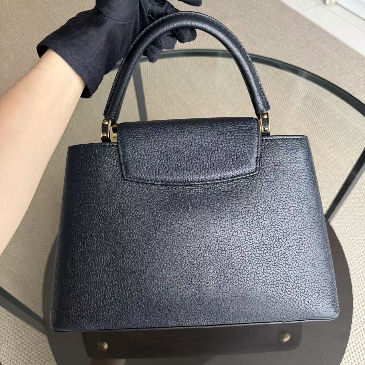 LVT Capucines MM - Black Taurillon Grained Calfskin GHW