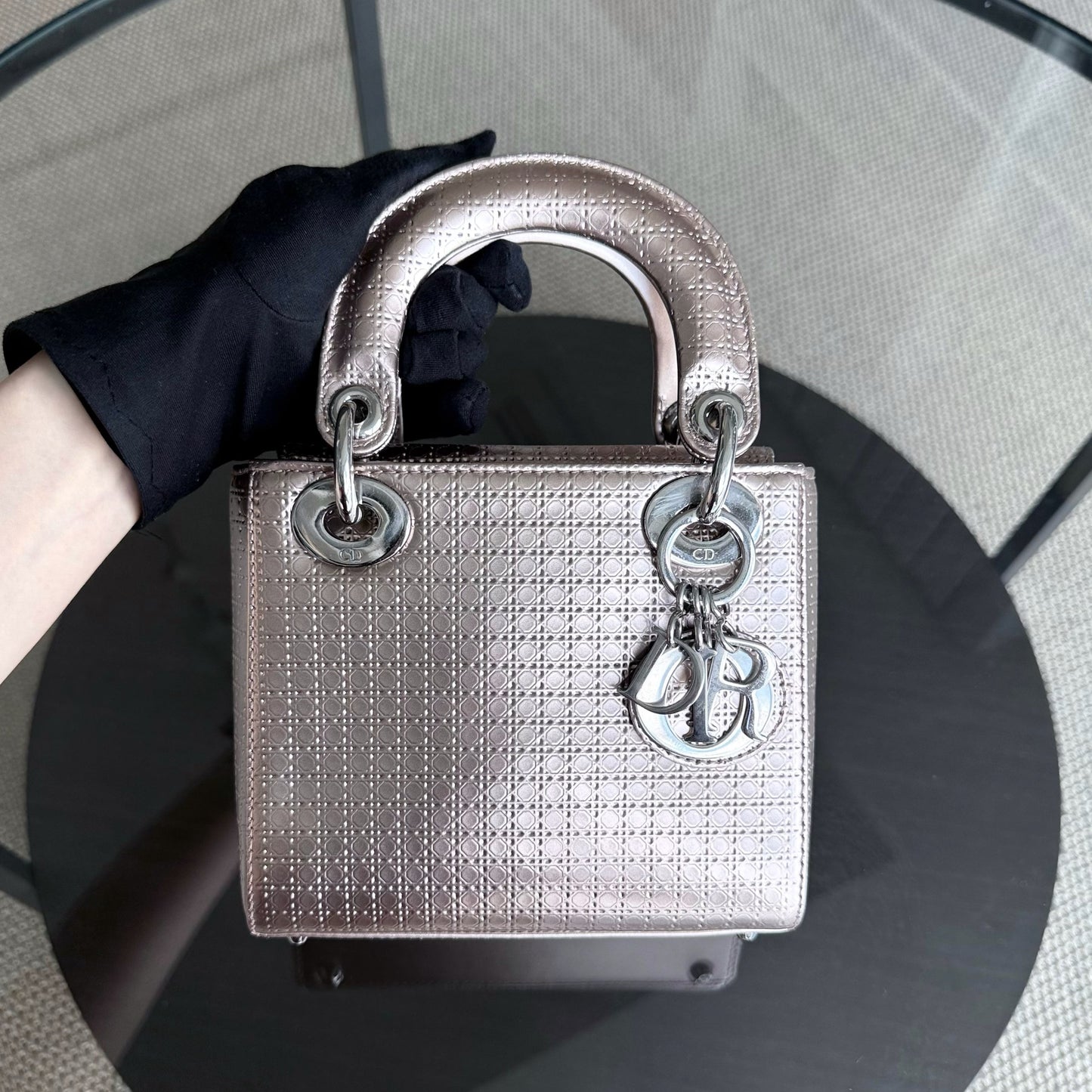 Kovancy Lady Mini - Micro Cannage Métallisé Or Rose Quincaillerie Argent Sangle Réglable