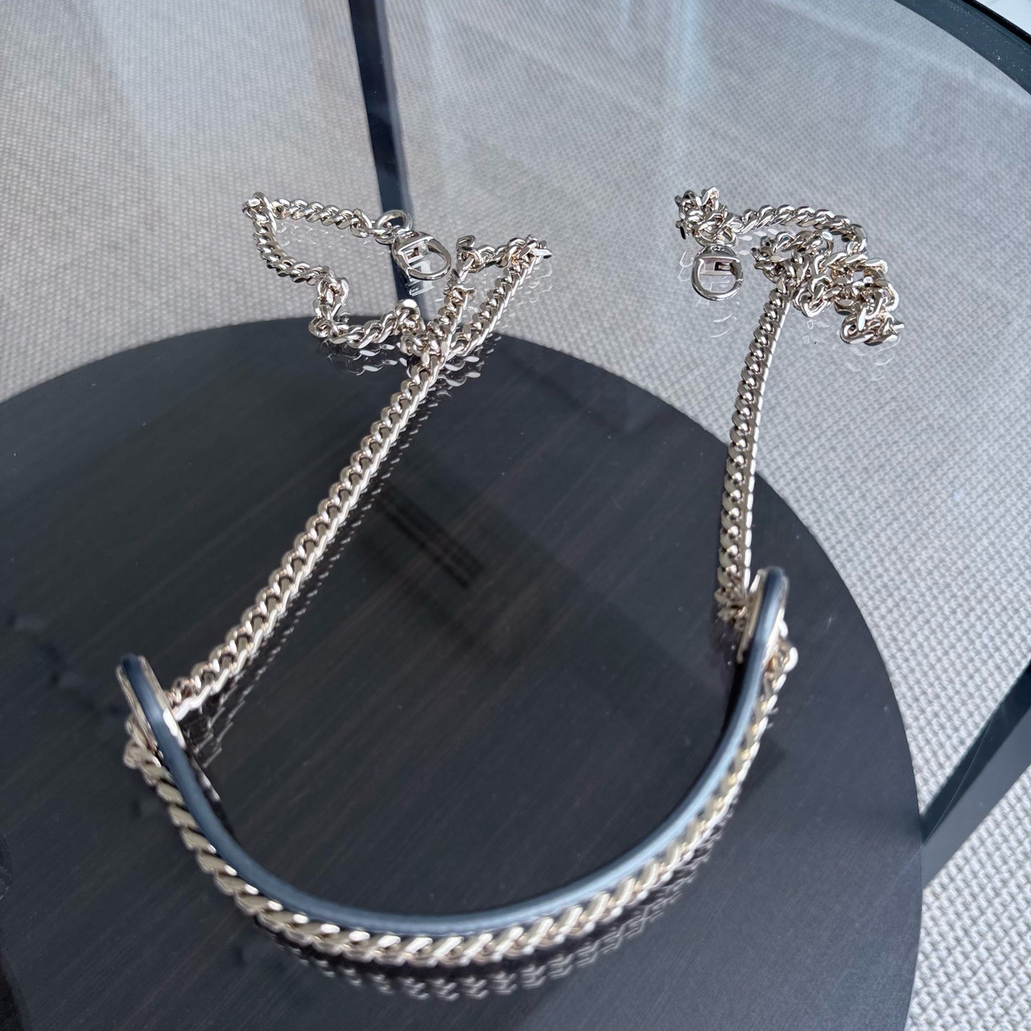 DIO Lady Mini - Cannage Calfskin Chain Bracelet with Silver-Tone and Gold-Tone Metal