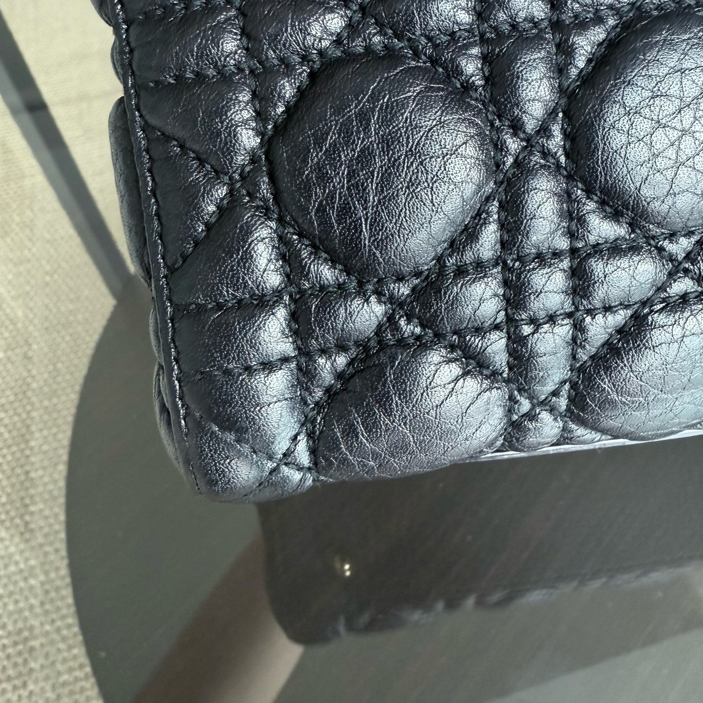 Dior Lady Rabat Medium - Black Cannage Grained Calfskin Gold-tone Hardware