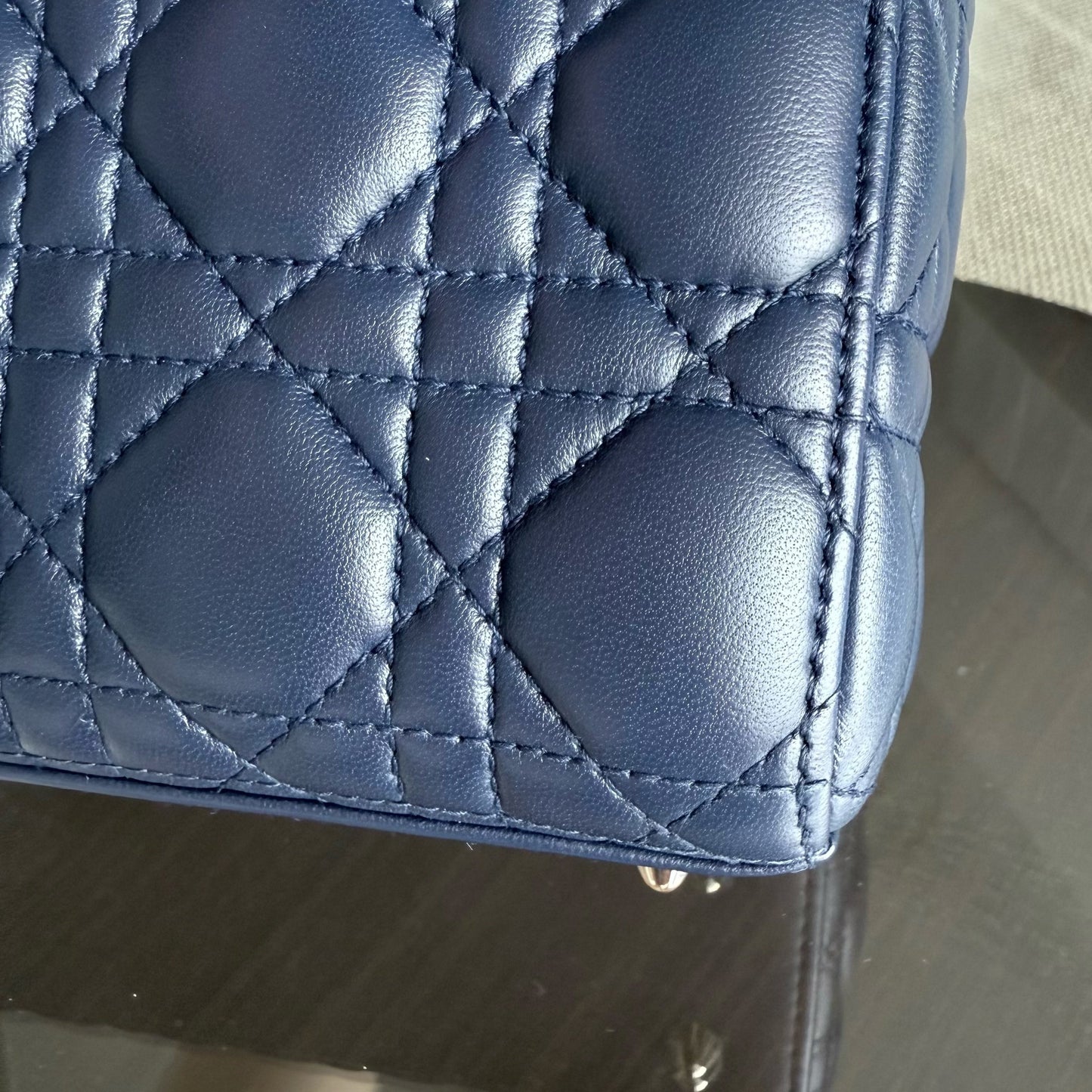 DIO Lady Petit - Dark Blue Cannage Lambskin, Gold Hardware