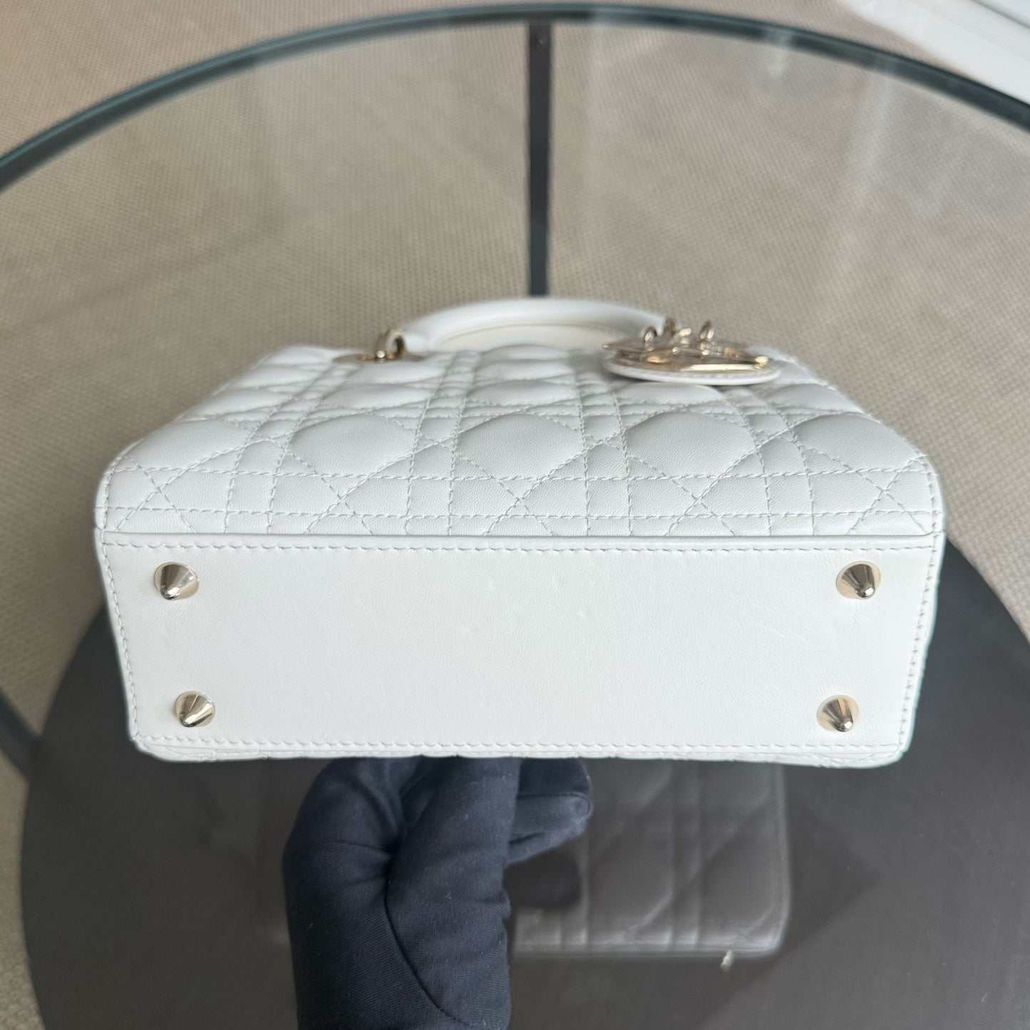 DIO Lady Petit ABC - White Cannage lambskin, gold-finish hardware MyABC