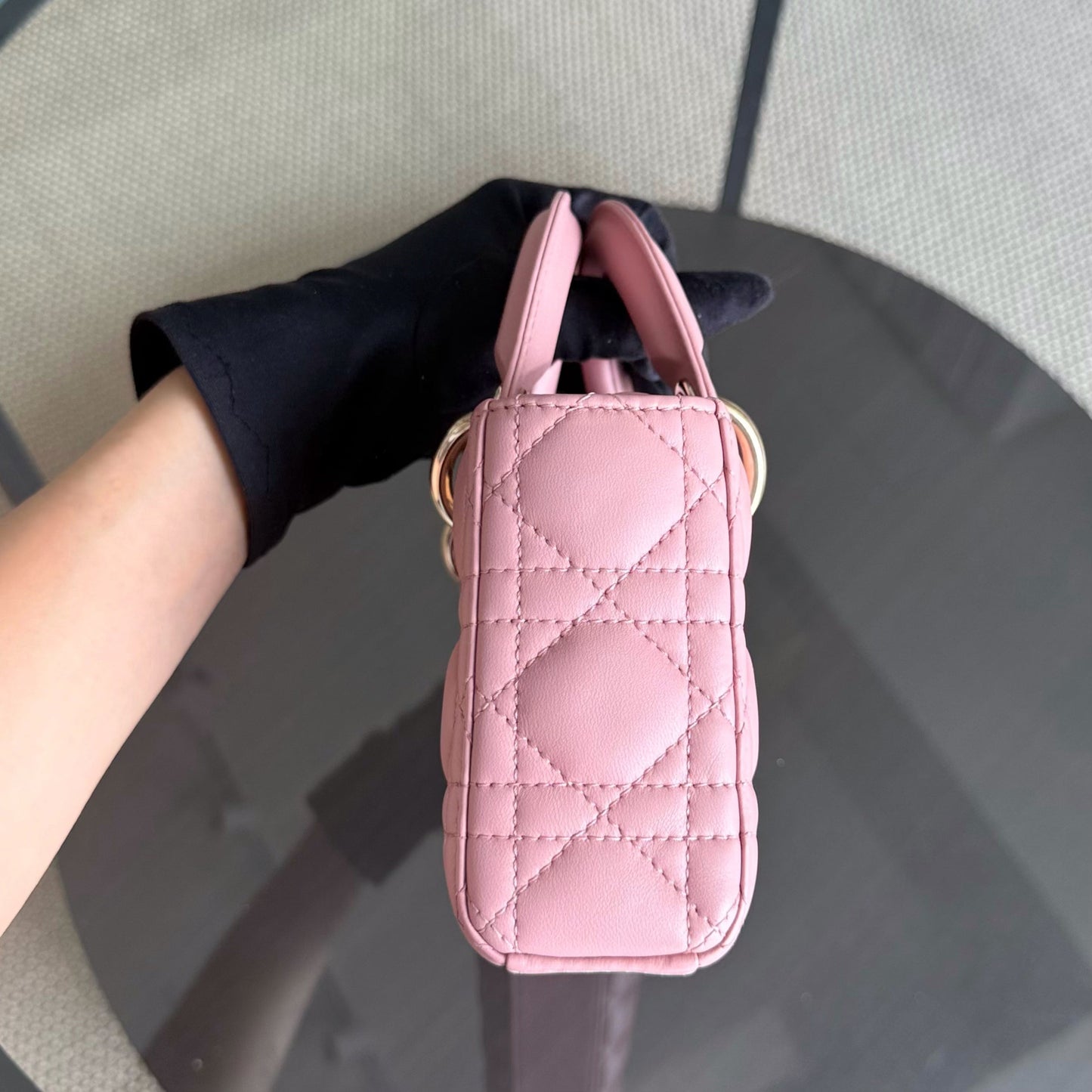 DIO Lady Petit D-Joy flap bag - Pink Cannage lambskin and gold-tone hardware