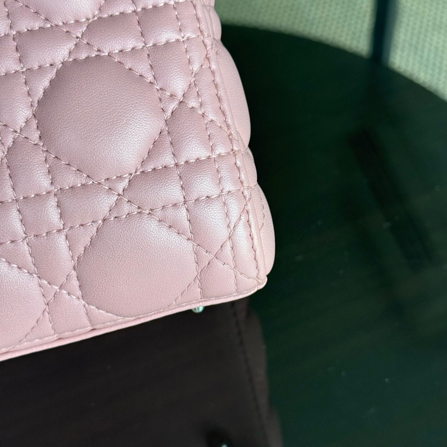DIO Lady Medium - Pink Cannage lambskin Silver-tone hardware