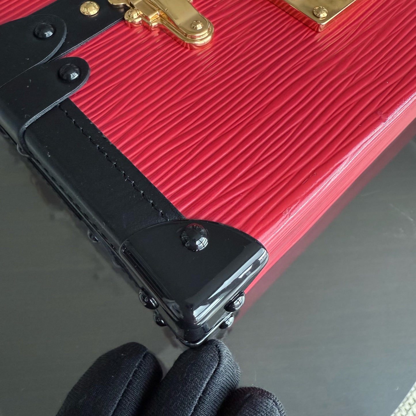 LVT Petite Malle - New edition Red EPI Leather Crossbody Bag with Gold Hardware and Microchip