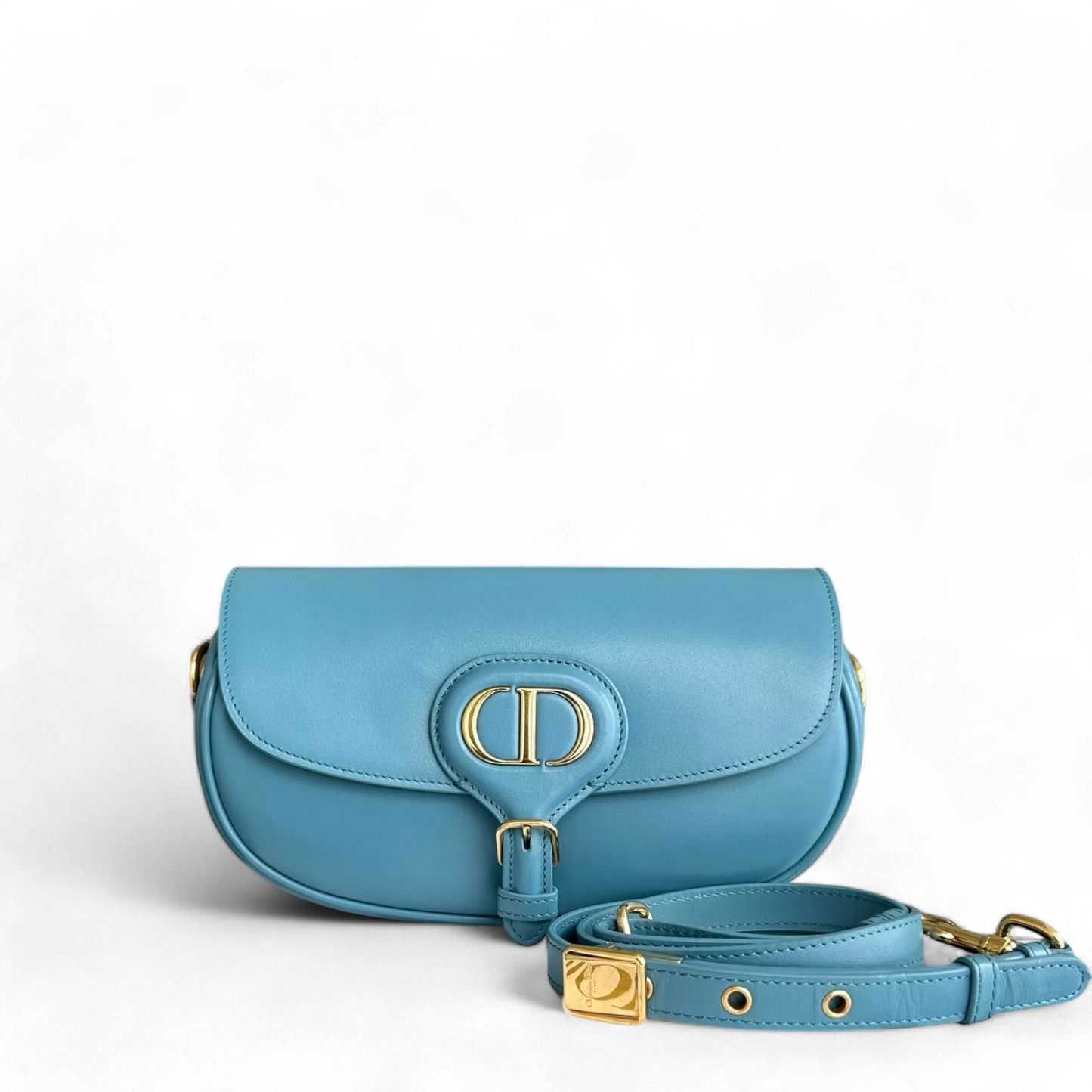 Kovancy Bobby East West - Sac bandoulière en cuir de veau lisse, accastillage bleu doré