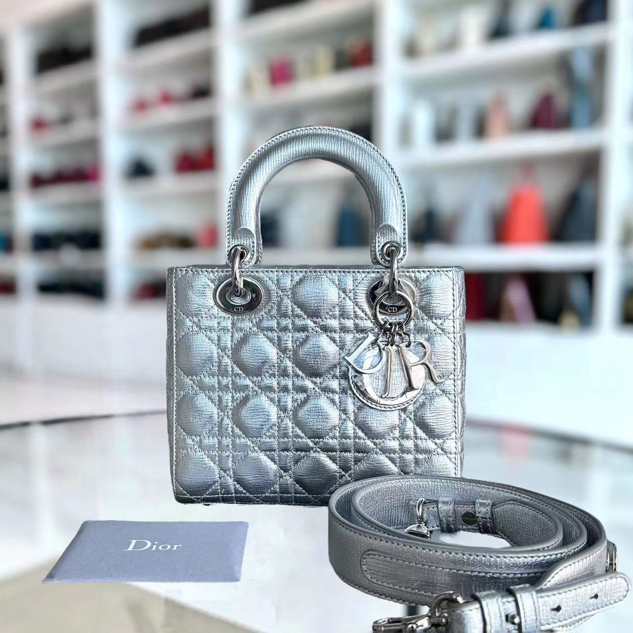 Kovancy Lady Petit sac Cannage ABC MyABC en cuir de veau métallisé avec accessoires argentés