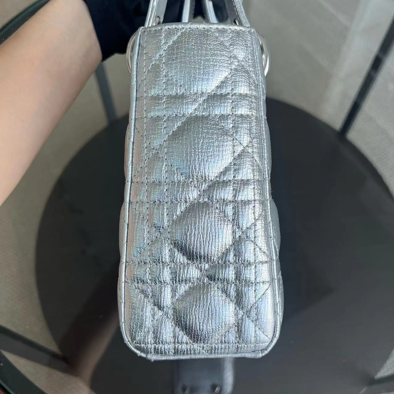 Kovancy Lady Petit sac Cannage ABC MyABC en cuir de veau métallisé avec accessoires argentés