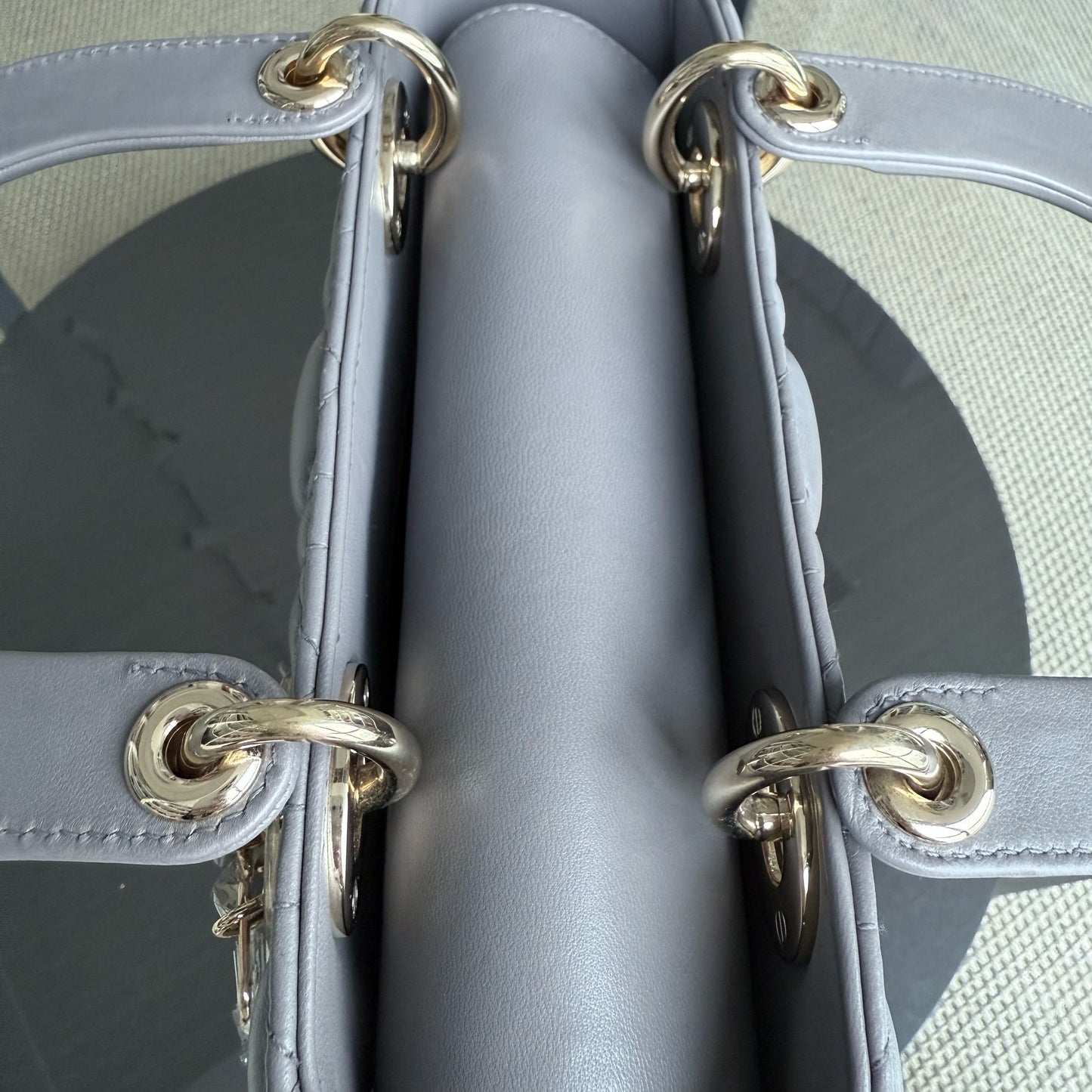 DIO Lady Petit - Gray Cannage Lambskin Gold Hardware