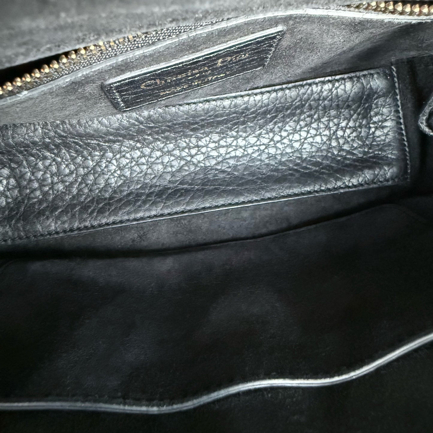 DIO Lady Small flap - Black Cannage Caviar Grained Calfskin Gold Hardware