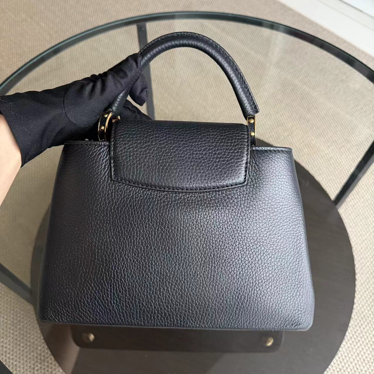 LVT Capucines BB - Black Taurillon Grained Calfskin Gold-tone Hardware