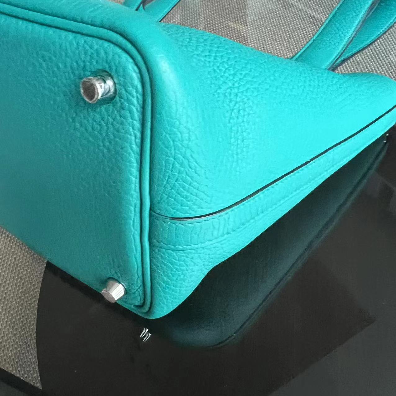 HMS Picotin 18 - X Stamp Vert Jade Taurillon Clémence TC Cyan Padlock Silver Hardware