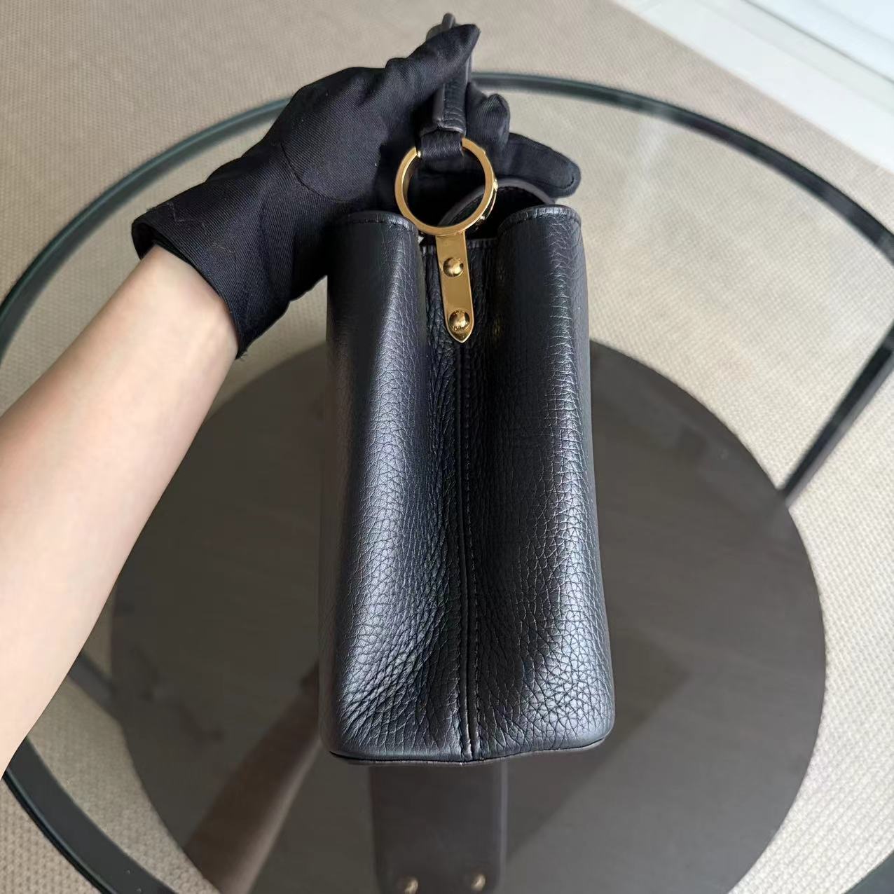 LVT Capucines BB - Black Taurillon Grained Calfskin Gold-tone Hardware