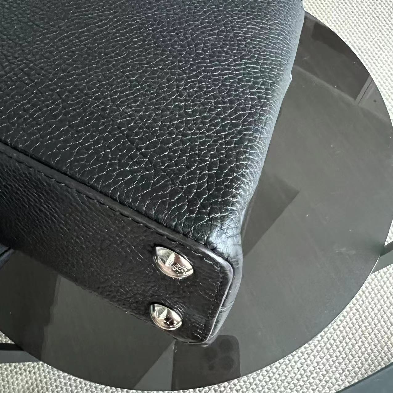 Kovancy Capucines BB Cuir de veau grainé Noir Quincaillerie argentée