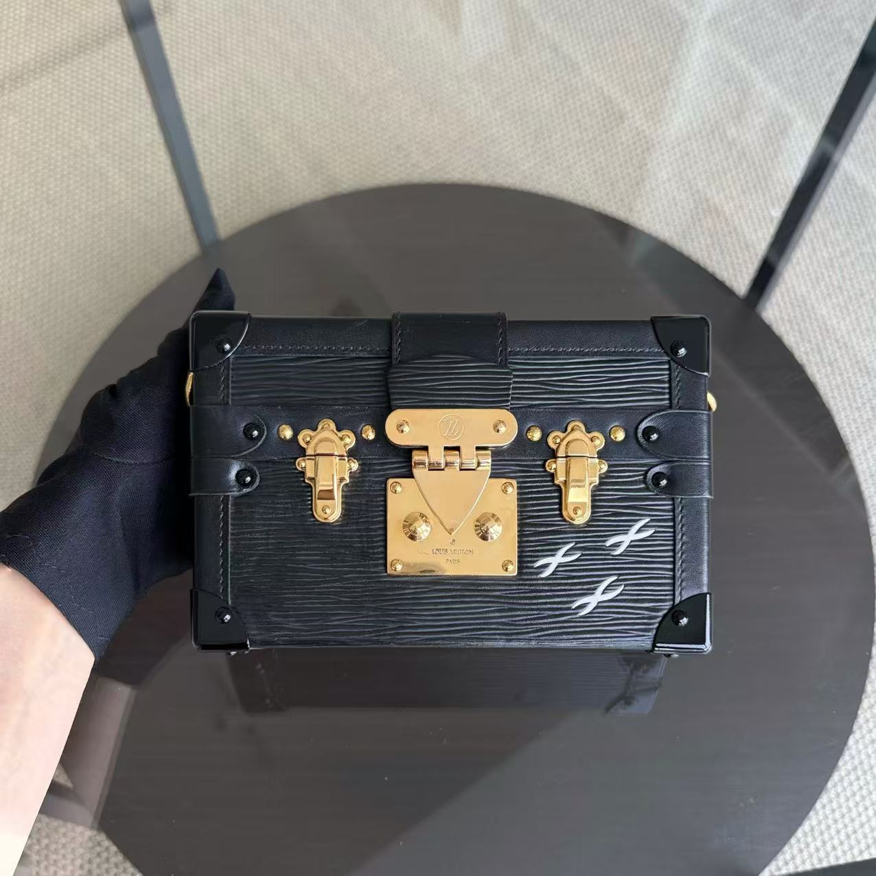 Kovancy Petite Malle - Sac bandoulière en cuir noir EPI