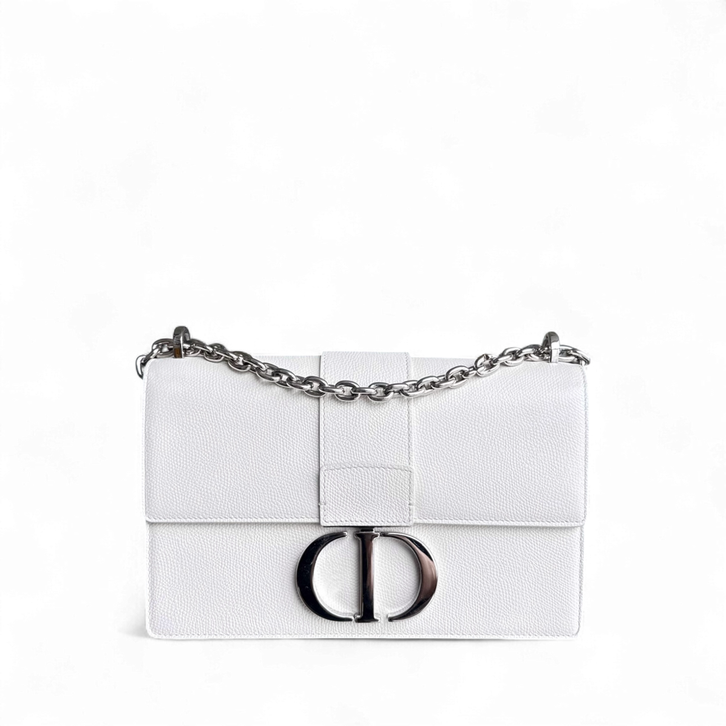 Kovancy 30 Montaigne - Cuir de veau grainé blanc, accastillage argenté