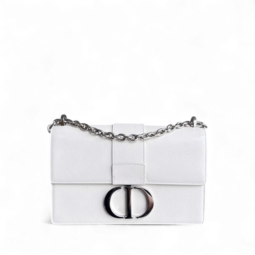 Kovancy 30 Montaigne - Cuir de veau grainé blanc, accastillage argenté