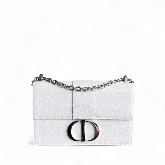 Kovancy 30 Montaigne - Cuir de veau grainé blanc, accastillage argenté