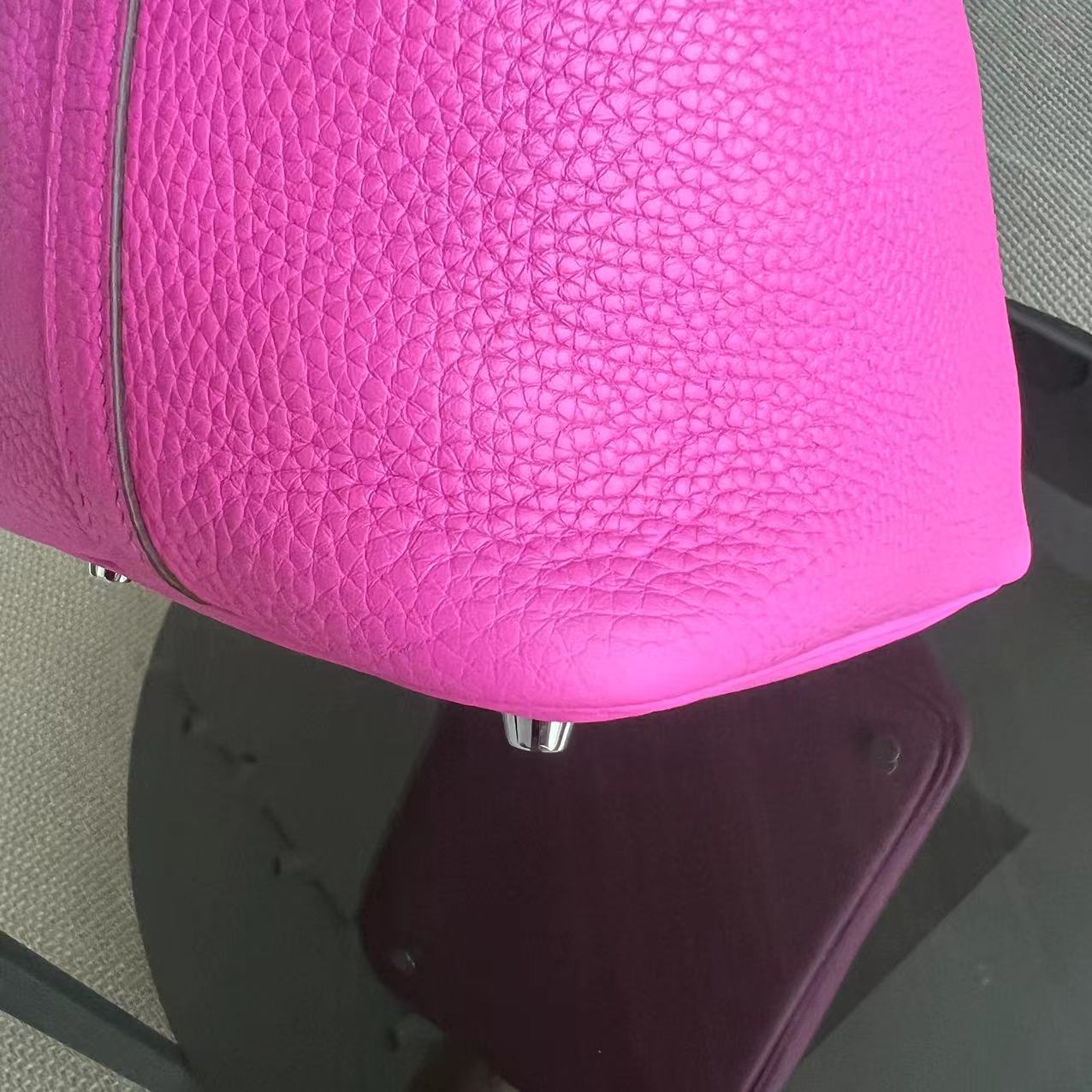 Hermès Picotin 18 Clemence C Stamp Rose Vif Silver Hardware
