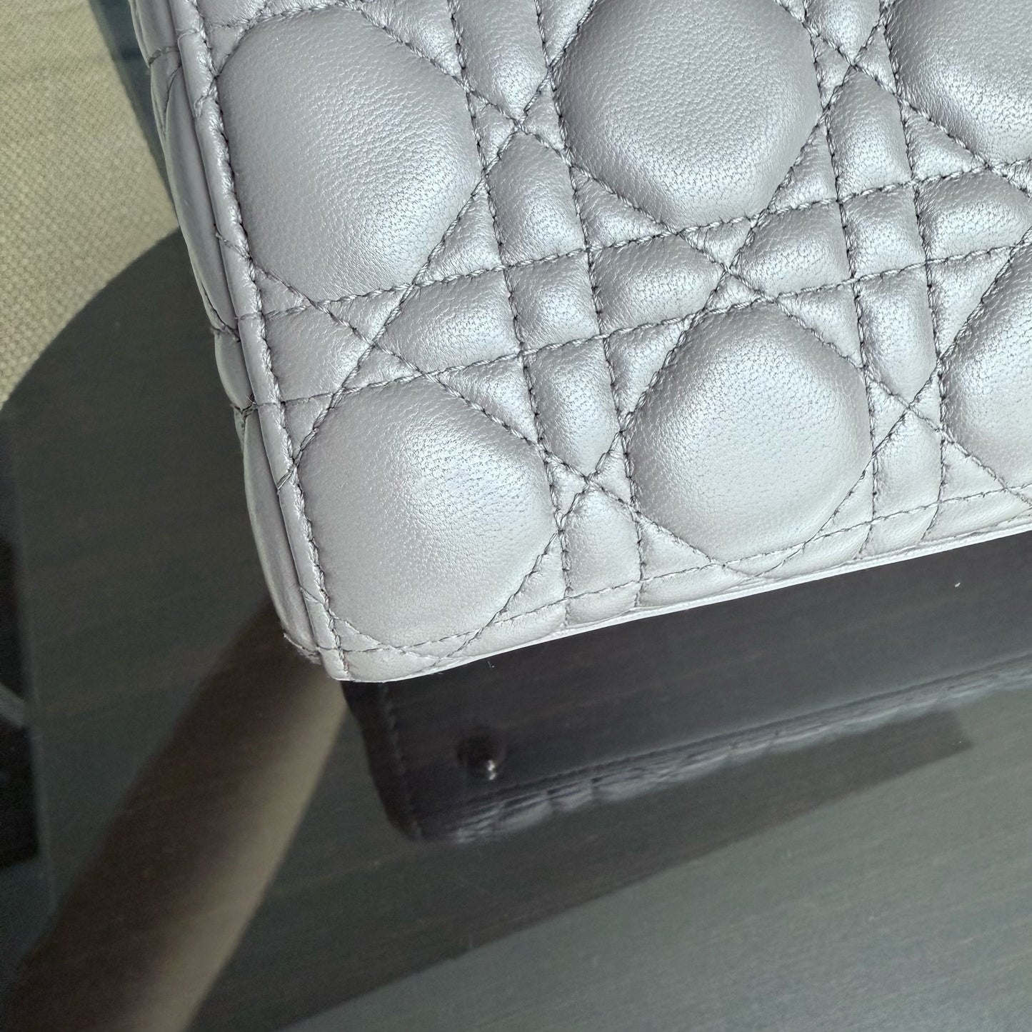 DIO Lady Petit - Gray Cannage Lambskin Gold Hardware