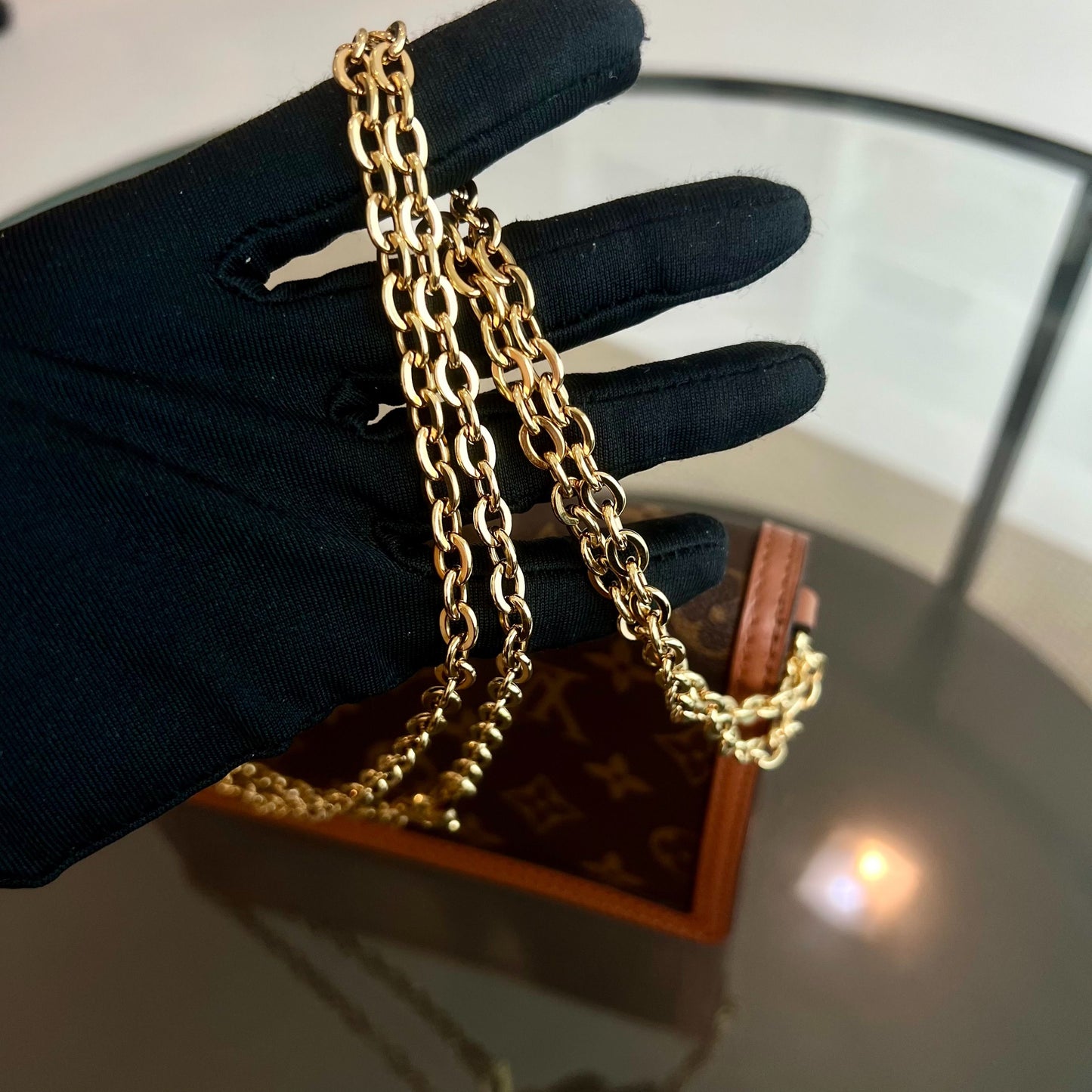 LV Dauphine WOC Chain Wallet with Monogram Shoulder Bag