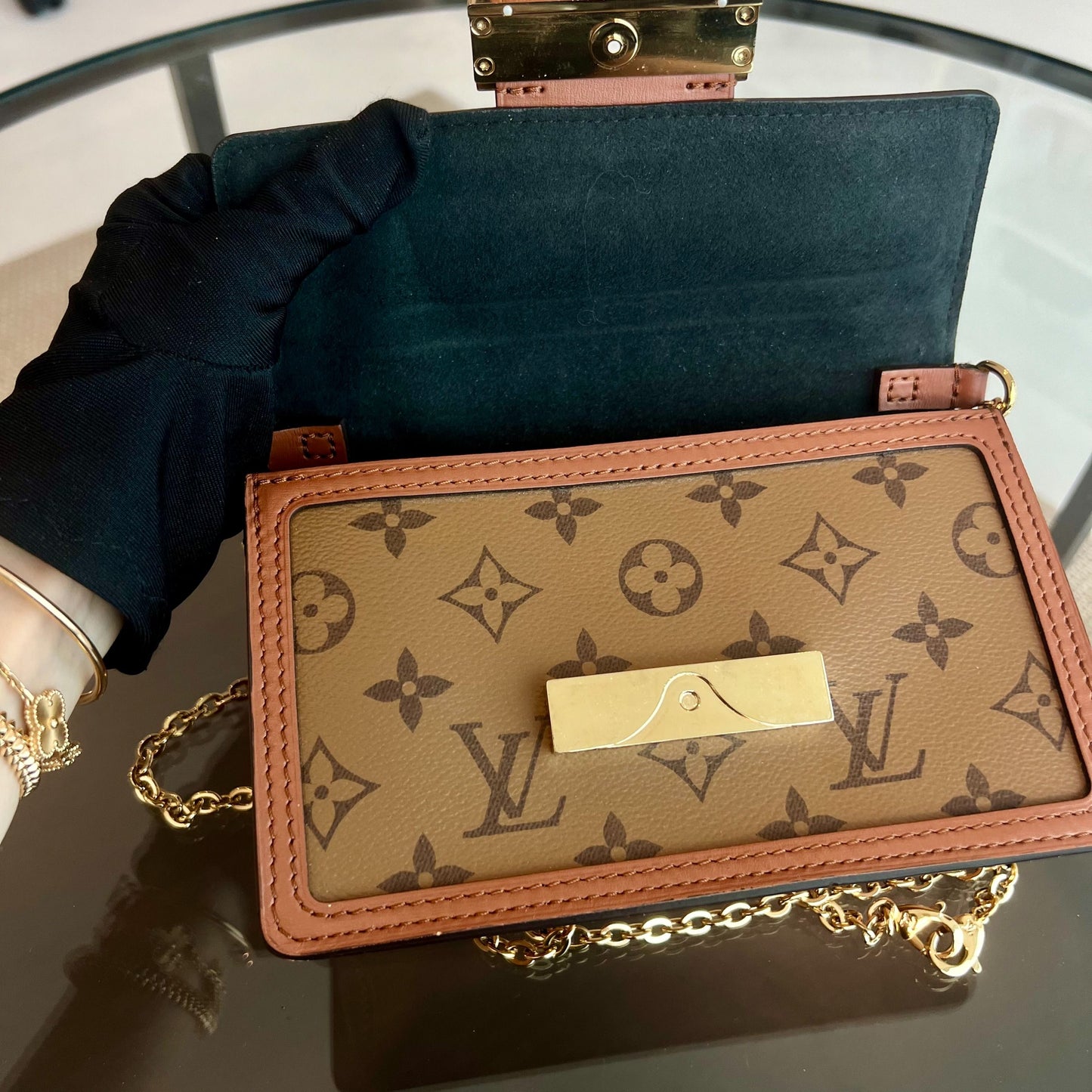 LV Dauphine WOC Chain Wallet with Monogram Shoulder Bag