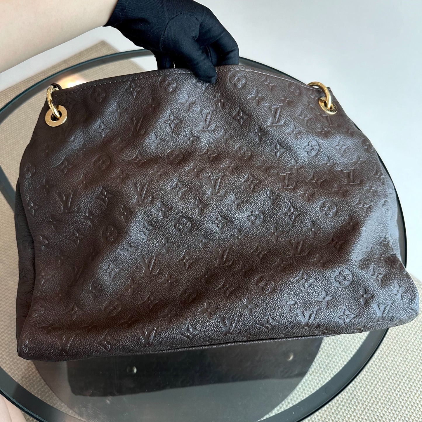 Kovancy Sac à main Artsy MM Monogram Empreinte en cuir marron