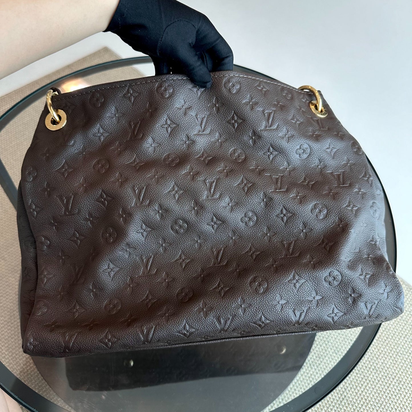 Kovancy Sac à main Artsy MM Monogram Empreinte en cuir marron