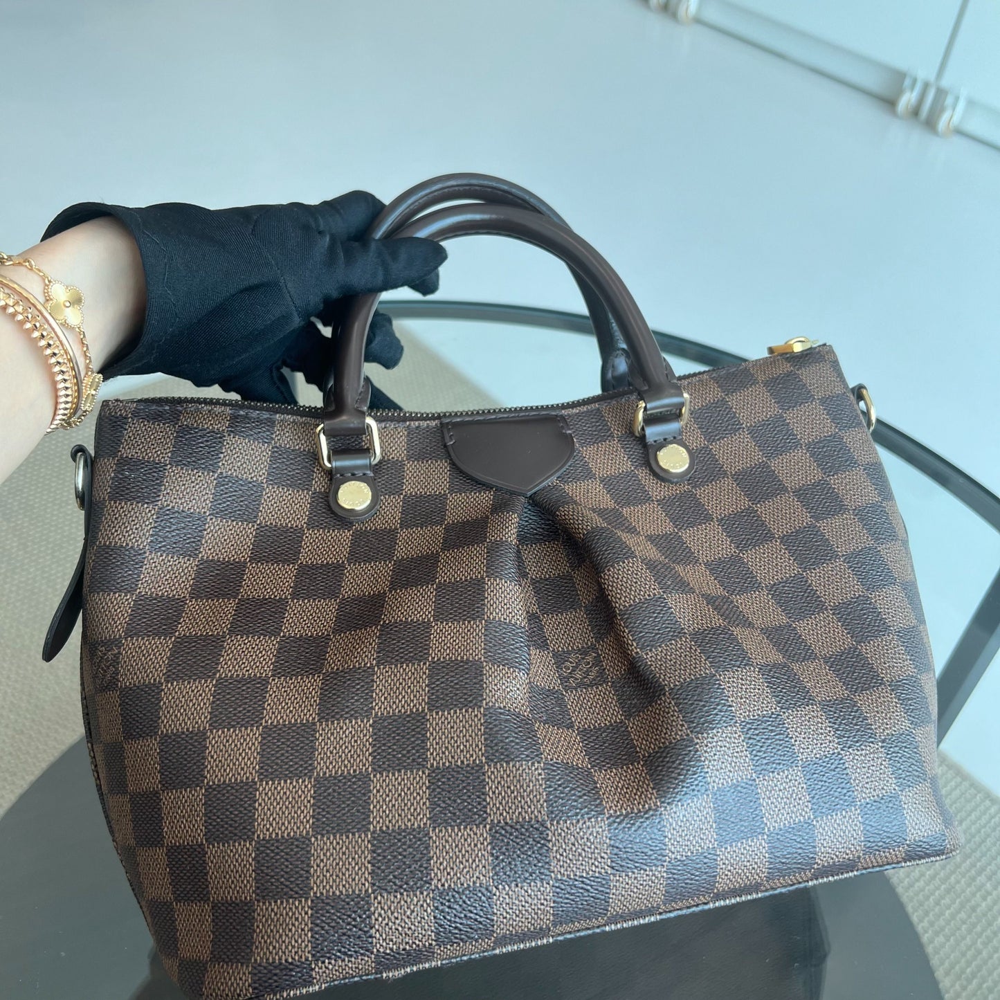 Kovancy Sac à main Damier Sienna MM 2WAY Toile Damier Marron
