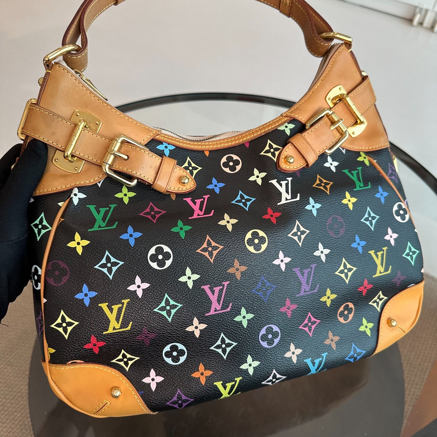 Kovancy Sac à bandoulière Greta multicolore vintage noir