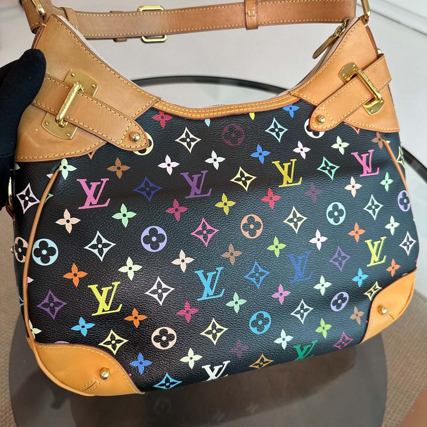 Kovancy Sac à bandoulière Greta multicolore vintage noir