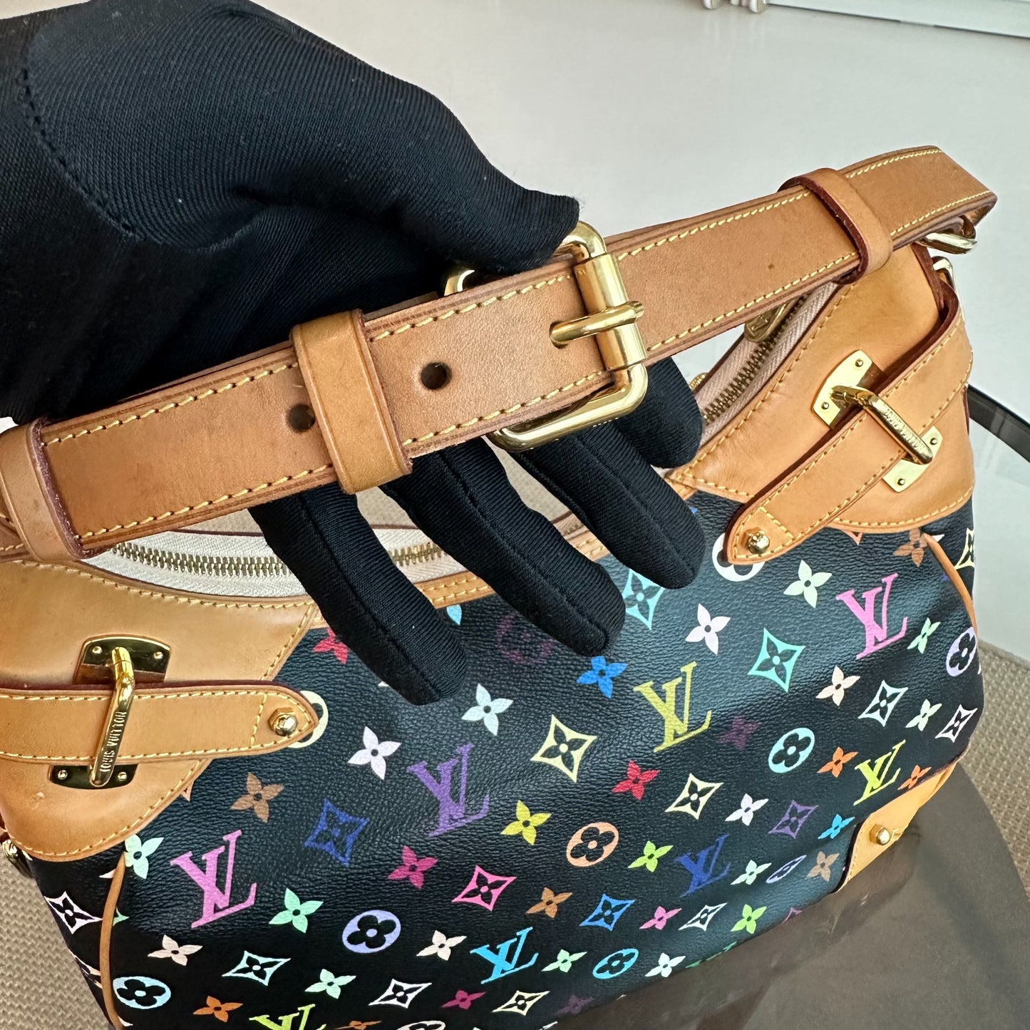 Kovancy Sac à bandoulière Greta multicolore vintage noir
