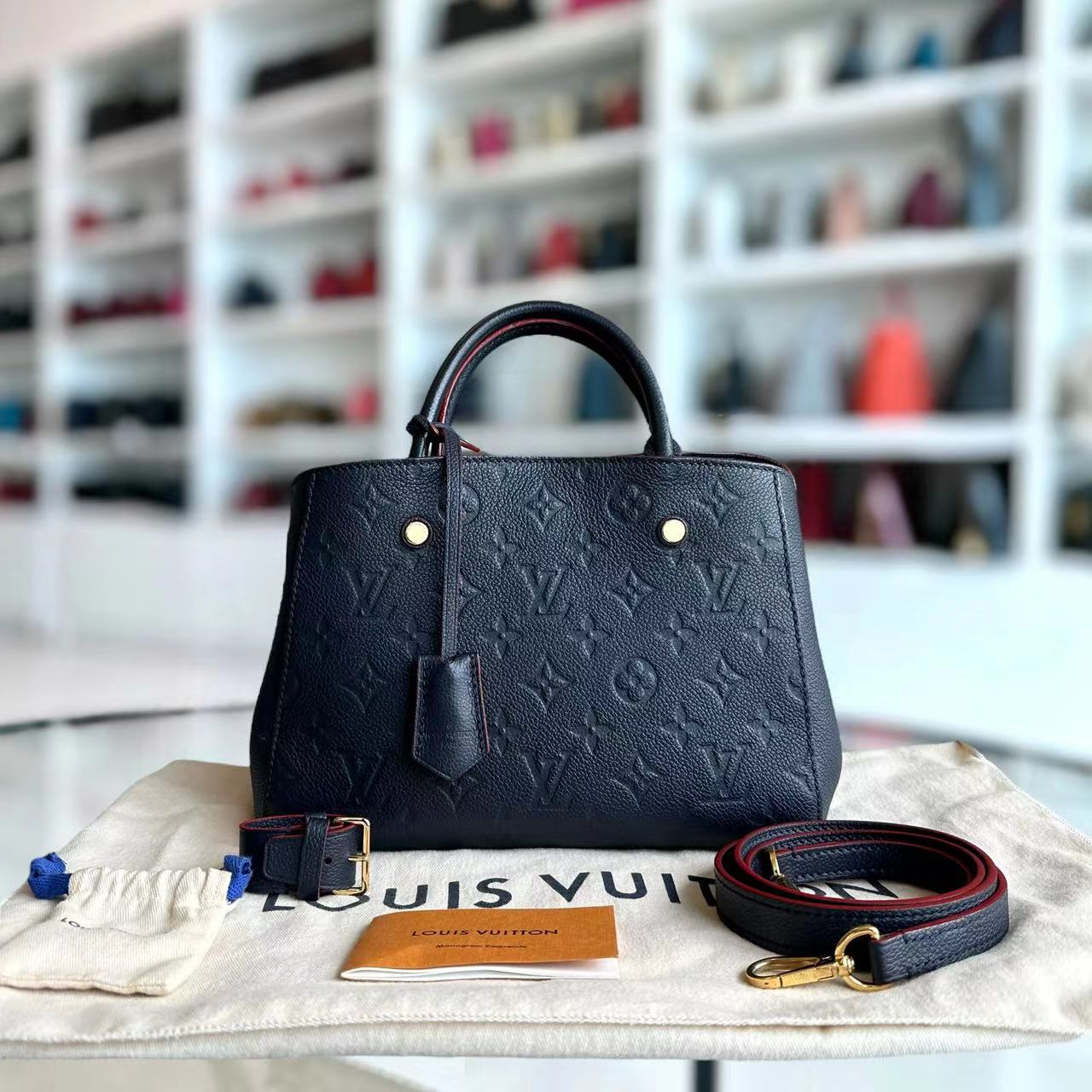 LVT Montaigne BB Embossed Calf Leather Dark Blue GHW