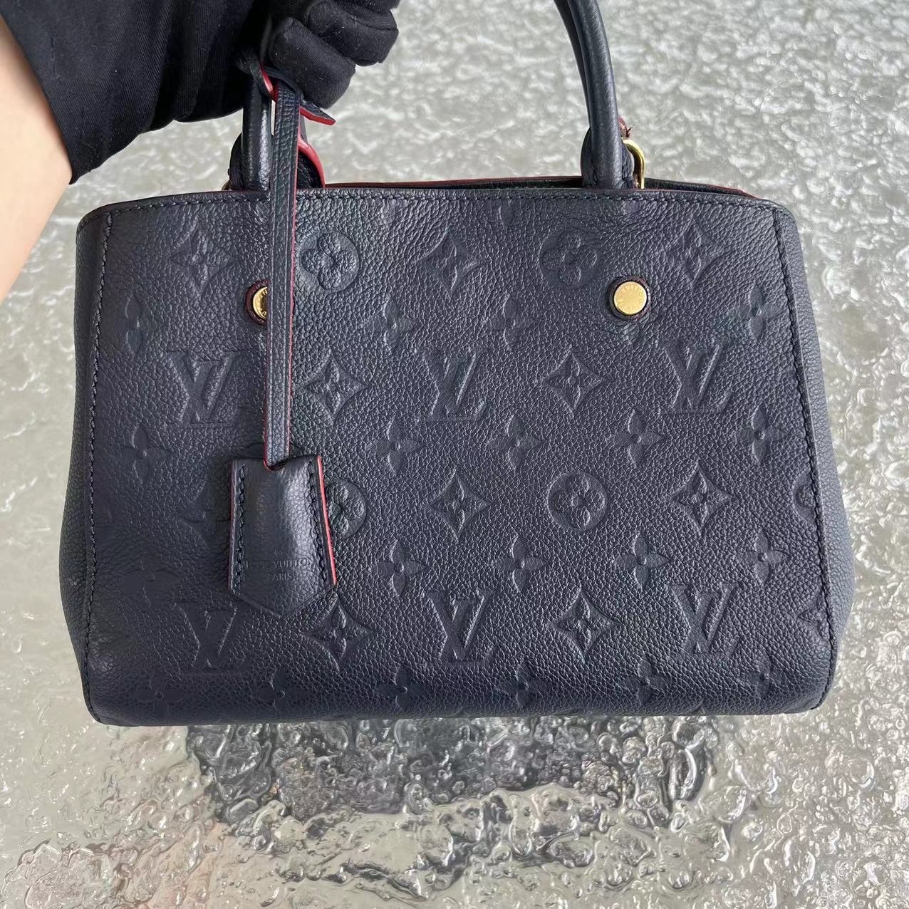 LVT Montaigne BB Embossed Calf Leather Dark Blue GHW