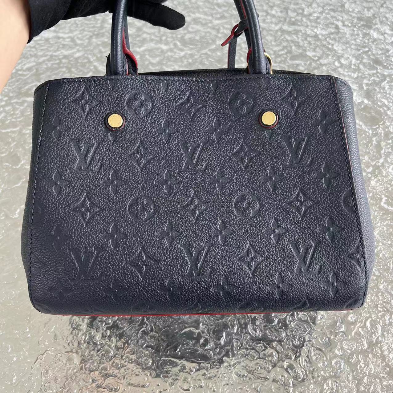 LVT Montaigne BB Embossed Calf Leather Dark Blue GHW