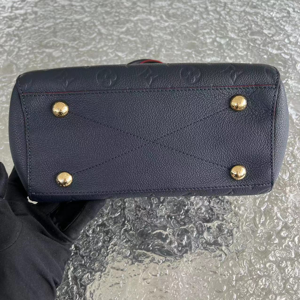 LVT Montaigne BB Embossed Calf Leather Dark Blue GHW