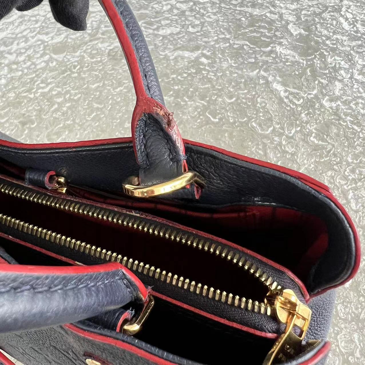 LVT Montaigne BB Embossed Calf Leather Dark Blue GHW