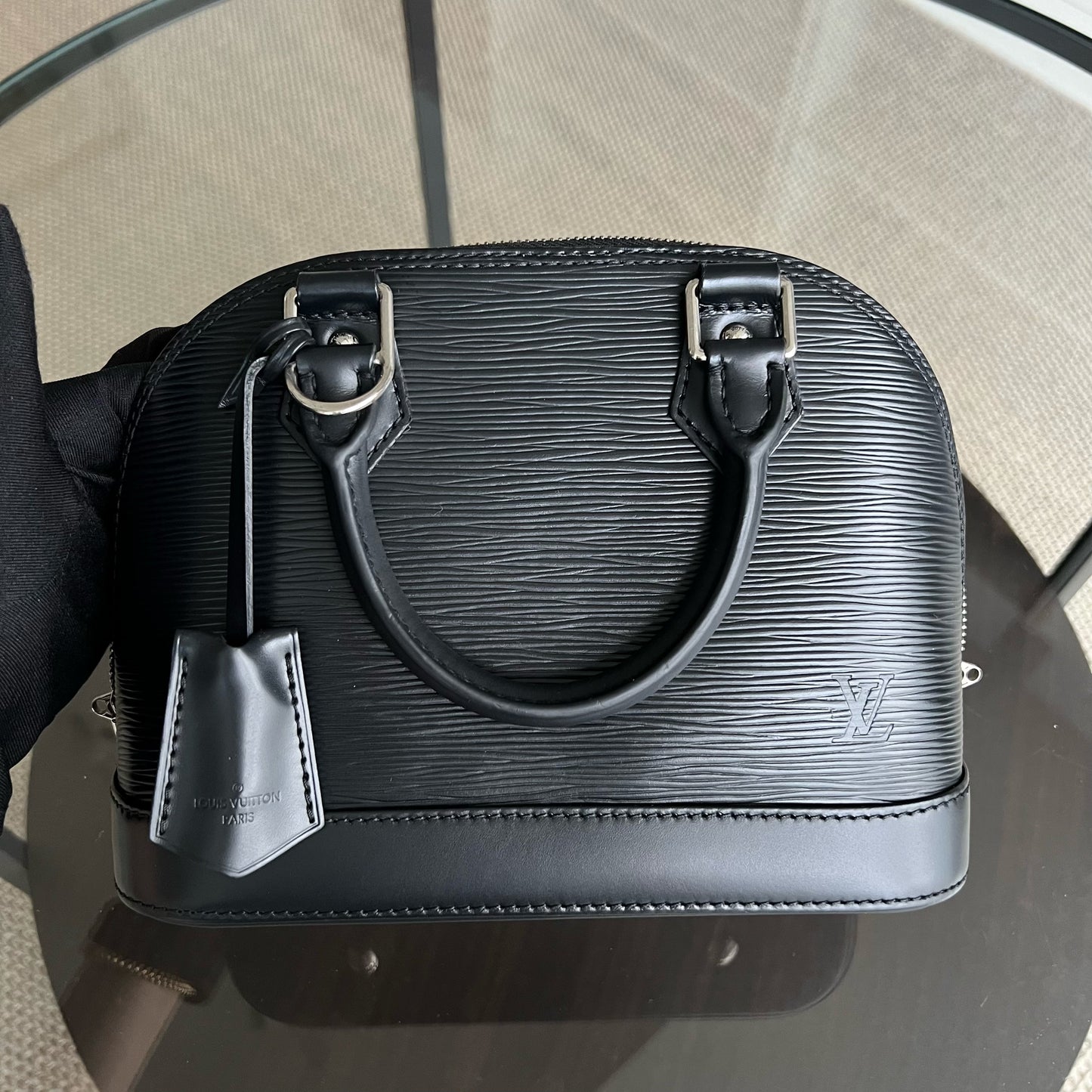 Kovancy Alma BB EPI Cuir Noir Quincaillerie Argentée